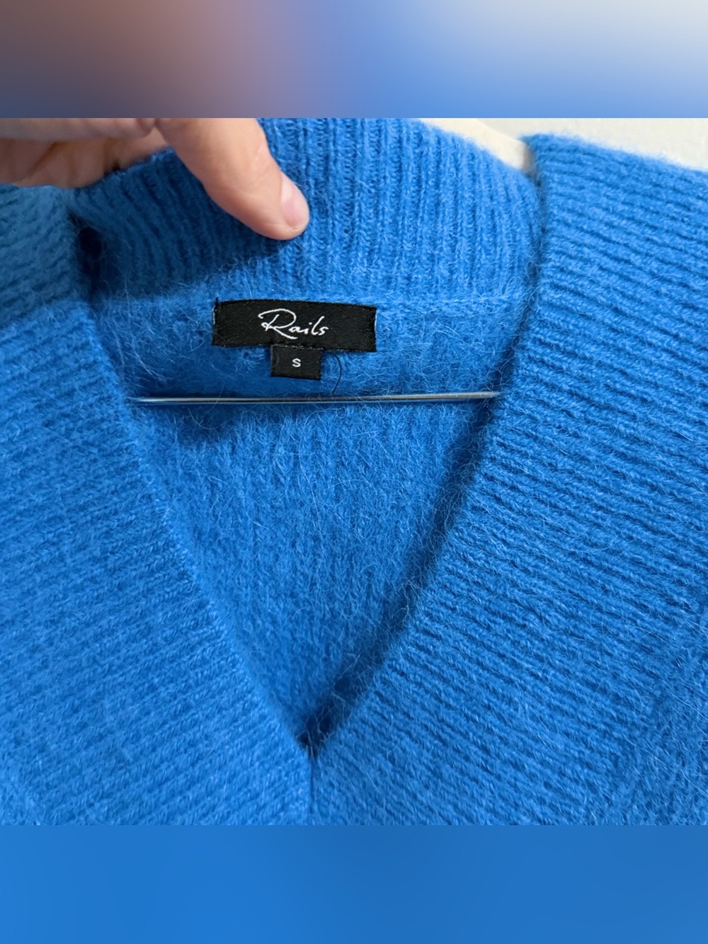 RAILS Jodie Blue V Neck Oversized Ribbed Slouchy Cozy Sweater M Alpaca blend - Picture 7 of 12